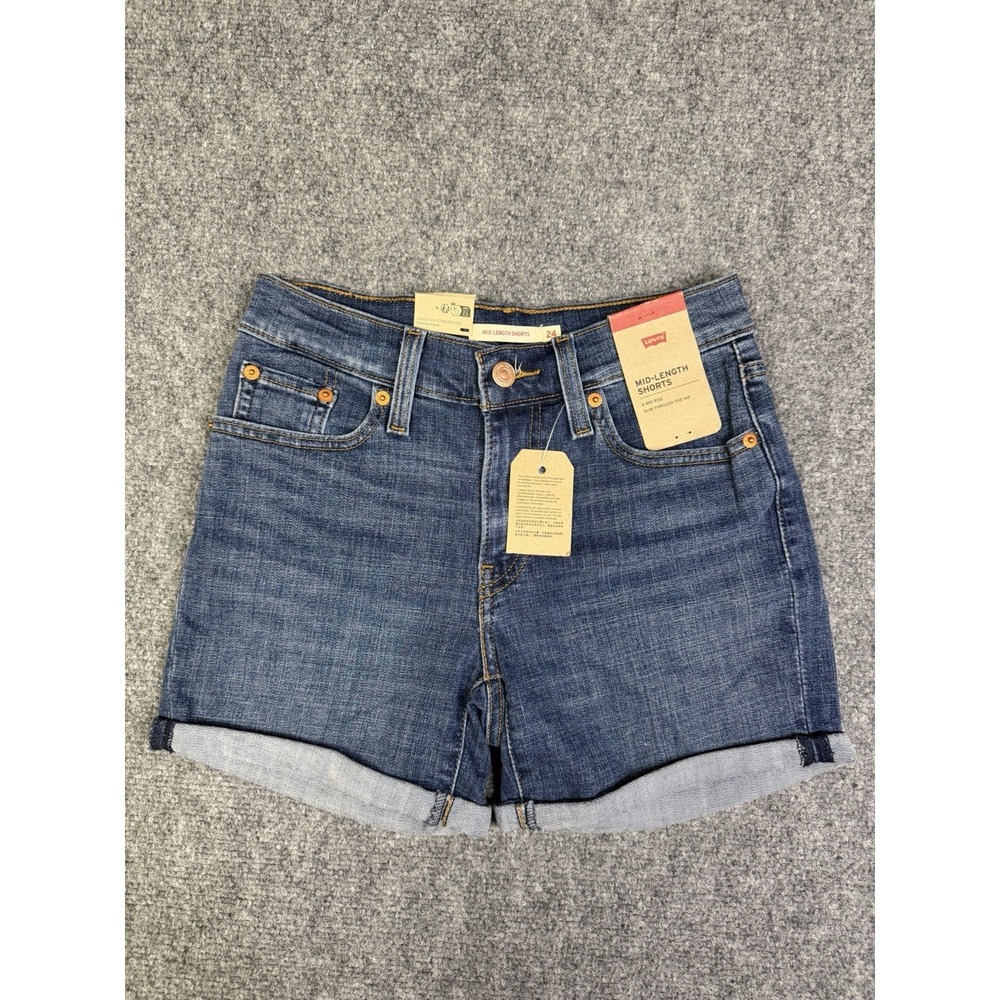 Women's Levi's Mid-Length Shorts Size 24 New With Tags Blue Jean Mid-Rise